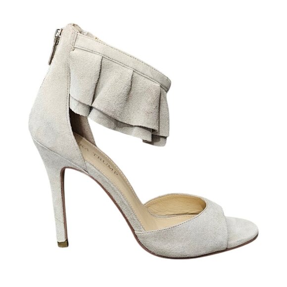 Ivanka Trump Herlle Suede Heel Open Toe Ankle Strap Tan Pumps - Picture 1 of 11
